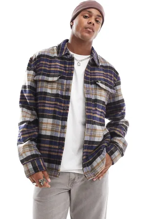 Lyle & Scott Check flannel overshirt in dark / chalk