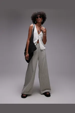Rhythm Valley stripe wide leg pants in ivy