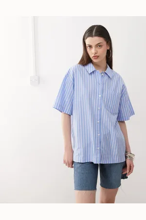 Monki Oversized short sleeve shirt in stripe