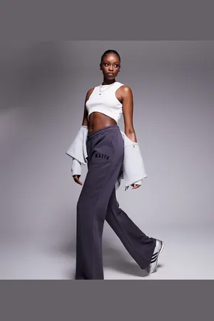 Kaiia Tall embroidered logo wide leg sweatpants in dark