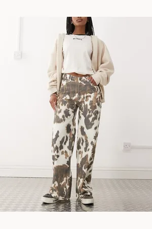 The Ragged Priest Low rise straight leg jeans in cow print