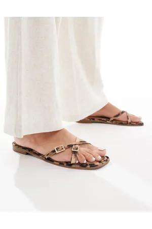 Raid Lanah strap buckle flat sandals in leopard