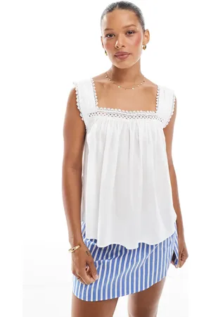 ASOS Lace trim square neck cami top in