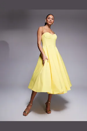 Jarlo Structured a-line midi dress in yellow
