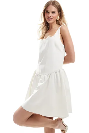 Pull&Bear Drop waist mini dress in