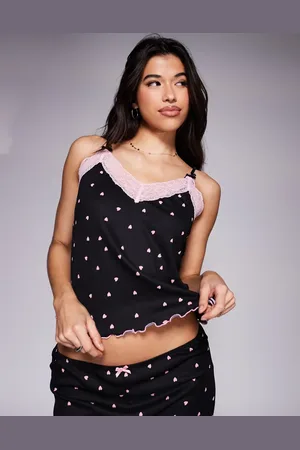 River Island Heart print cami and pants pajama set in