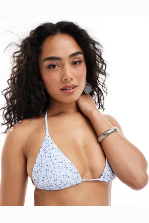 Daisy Street Triangle tie neck bikini top in ditsy floral