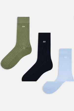 JACK & JONES 3 pack ribbed socks in green light blue