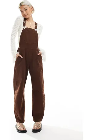 ASOS Barrel leg denim overalls in