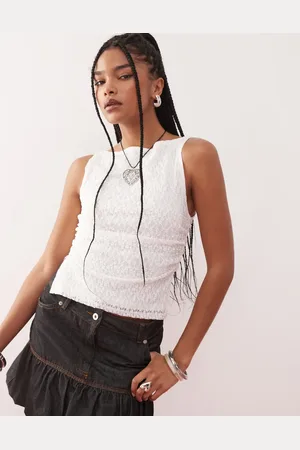 Reclaimed Ruched sides tank top in lace