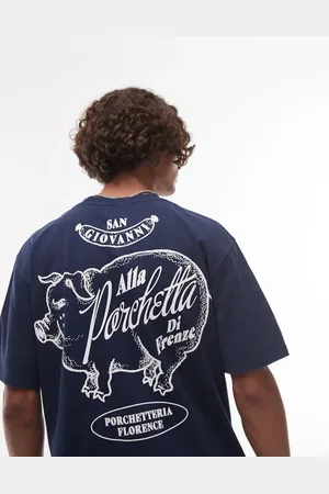 Topman Oversized fit T-shirt with front and back Porchetta print in washed