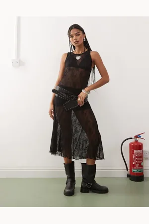 COLLUSION Short sleeve midi dress in