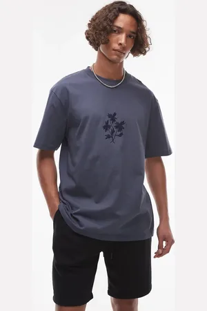 Topman Premium oversized fit T-shirt with floral embroidery in