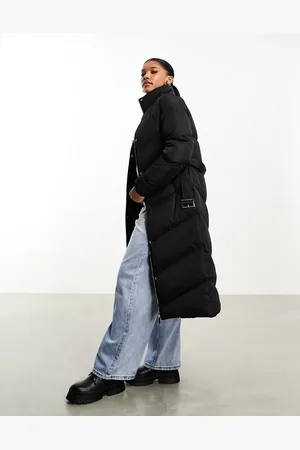 Threadbare Holly belted waist maxi puffer coat in