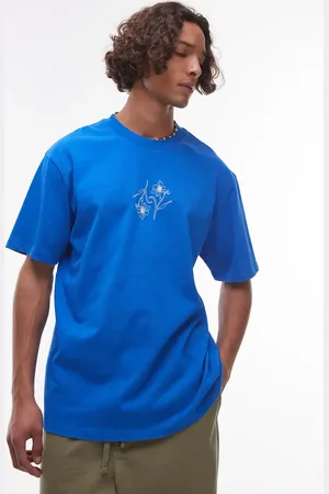 Topman Oversized fit T-shirt with flower embroidery in washed