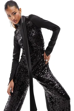 DASKA Sequin jumpsuit with wide legs in