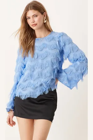 Y.A.S Textured flared sleeve blouse in