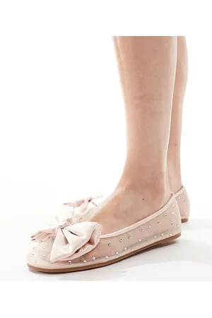Be Mine Bridal Nelly bow flat shoes in blush