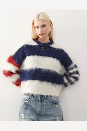 The Ragged Priest Oversized stripe sweater in red stripe