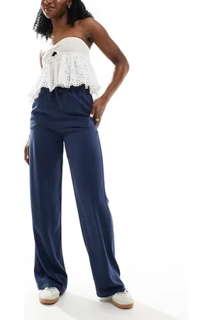 Stradivarius Linen look pull on pants in