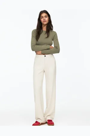 Pull&Bear Straight leg tailored pants in ecru