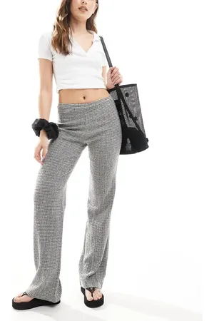 Pull&Bear Textured straight leg pants in
