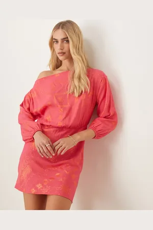 Never Fully Dressed Tilly off shoulder safari mini dress in and red