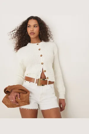ASOS Knit crew neck cardigan in cream