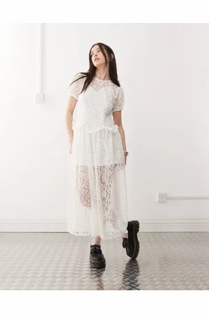 Reclaimed Festival layering lace midi dress in