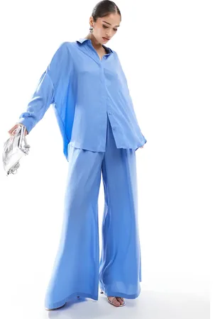 French Connection Satin wide leg pants in cornflower - part of a set