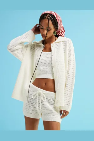 ASOS Collared open knit cardigan in cream - part of a set