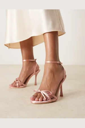 Be Mine Sharly heeled sandals with bow detail in satin blush