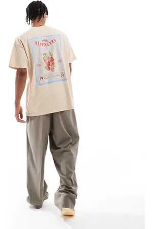 Threadbare 180gsm oversized cotton graphic T-shirt in stone