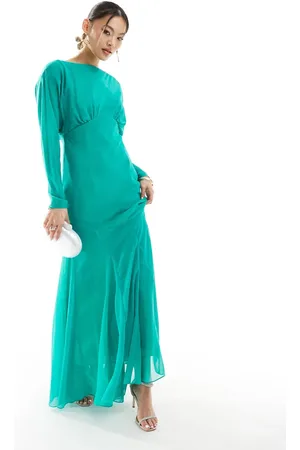 DASKA Long sleeve maxi dress in vibrant