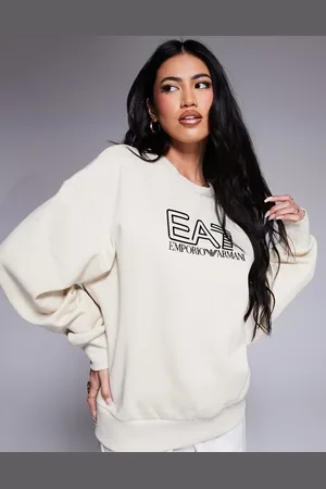 EA7 Armani sweatshirt with center logo in cream