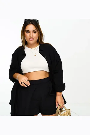 ASOS Curve cotton textured beach shirt in - part of a set