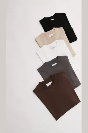 Topman 5 pack oversized fit T-shirt in black, white, gray, stone and brown