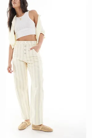 ASOS Barrel leg jeans in buttermilk stripe