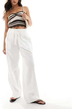 French Connection Tie waist wide leg pants in