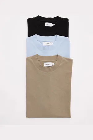 Topman 3-pack oversized fit T-shirts in black, khaki and light blue