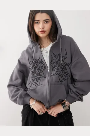 Minga London oversized ink zip up hoodie in