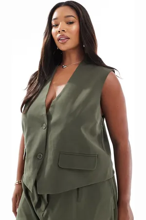 Pieces® Pieces Curve tailored vest in khaki - part of a set