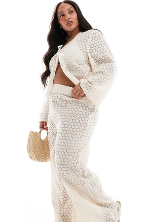 Esmée Esmée Curve Exclusive crochet beach pants in cream - part of a set
