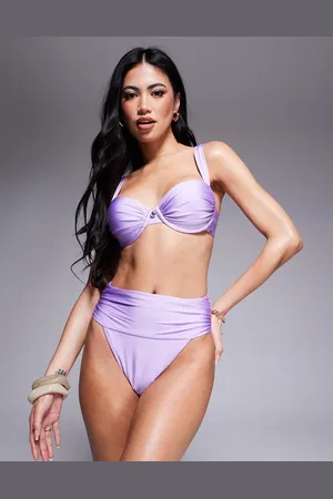 Boux Avenue Ruched brazilian bikini bottom in lilac