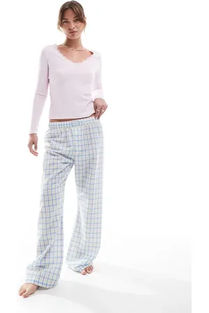 Cotton On Cotton On checked boyfriend boxer pajama pants in and blue