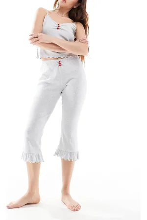 Cotton On Cotton On sleep pointelle rib capri in heather - part of a set