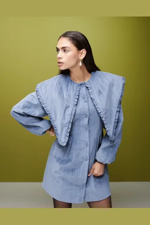 Ghospell Drew mini dress with oversized collar in denim