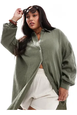 ONLY Cheesecloth long sleeve shirt in khaki - part of a set