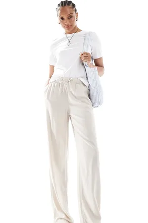ONLY Linen mix pull on pants in stone