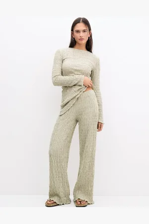 Pull&Bear Textured wide leg pants in - part of a set